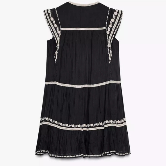 Zara ZW Collection Contrast Embroidered Dress - Picture 8 of 8